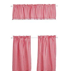 Pioneer Woman red checked cafe curtains